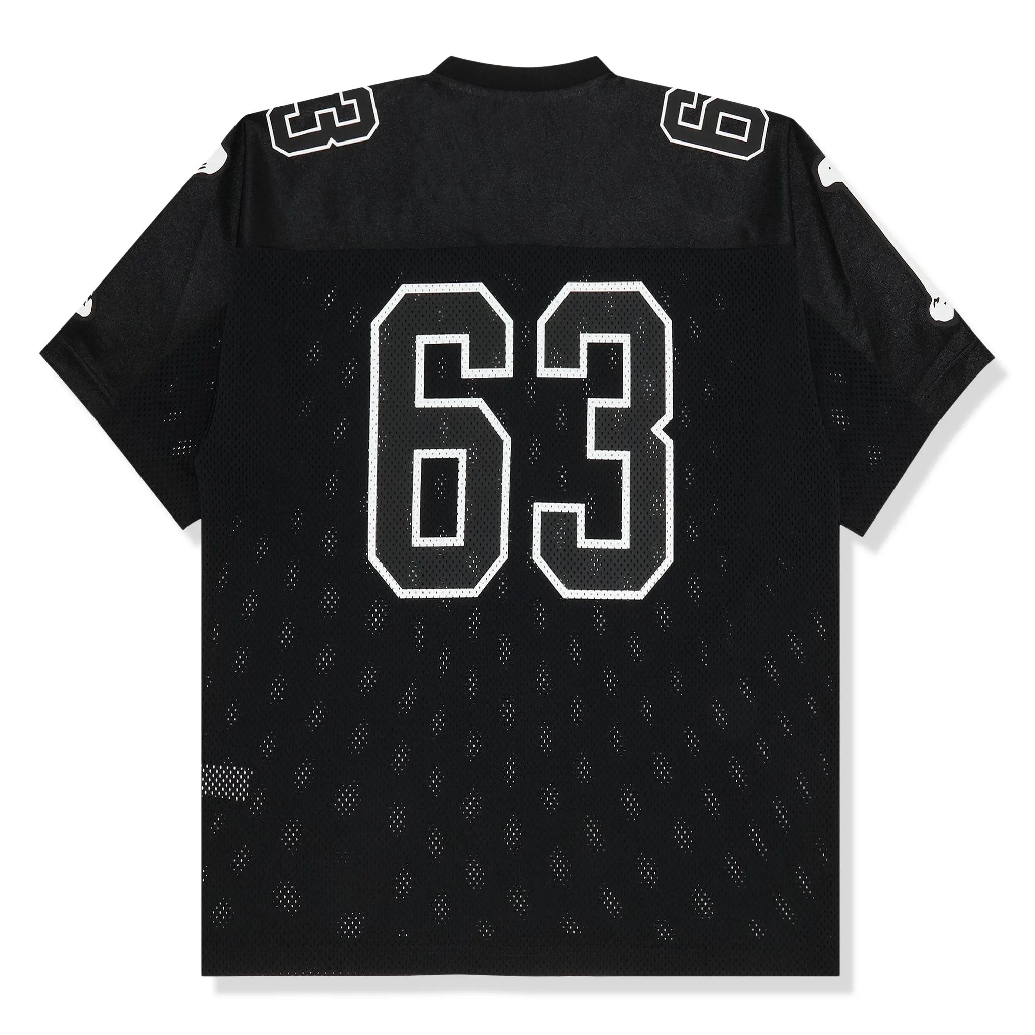 Front View of Supreme Bones Black Football Jersey FW25KN15-BLACK